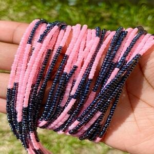 Handmade Pink and Black Waist Beads